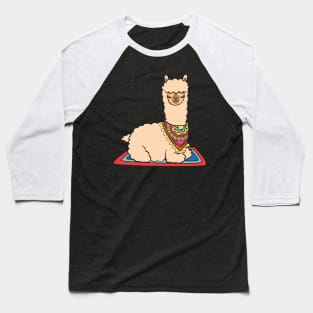 A alpaca sleeping on a carpet. Baseball T-Shirt